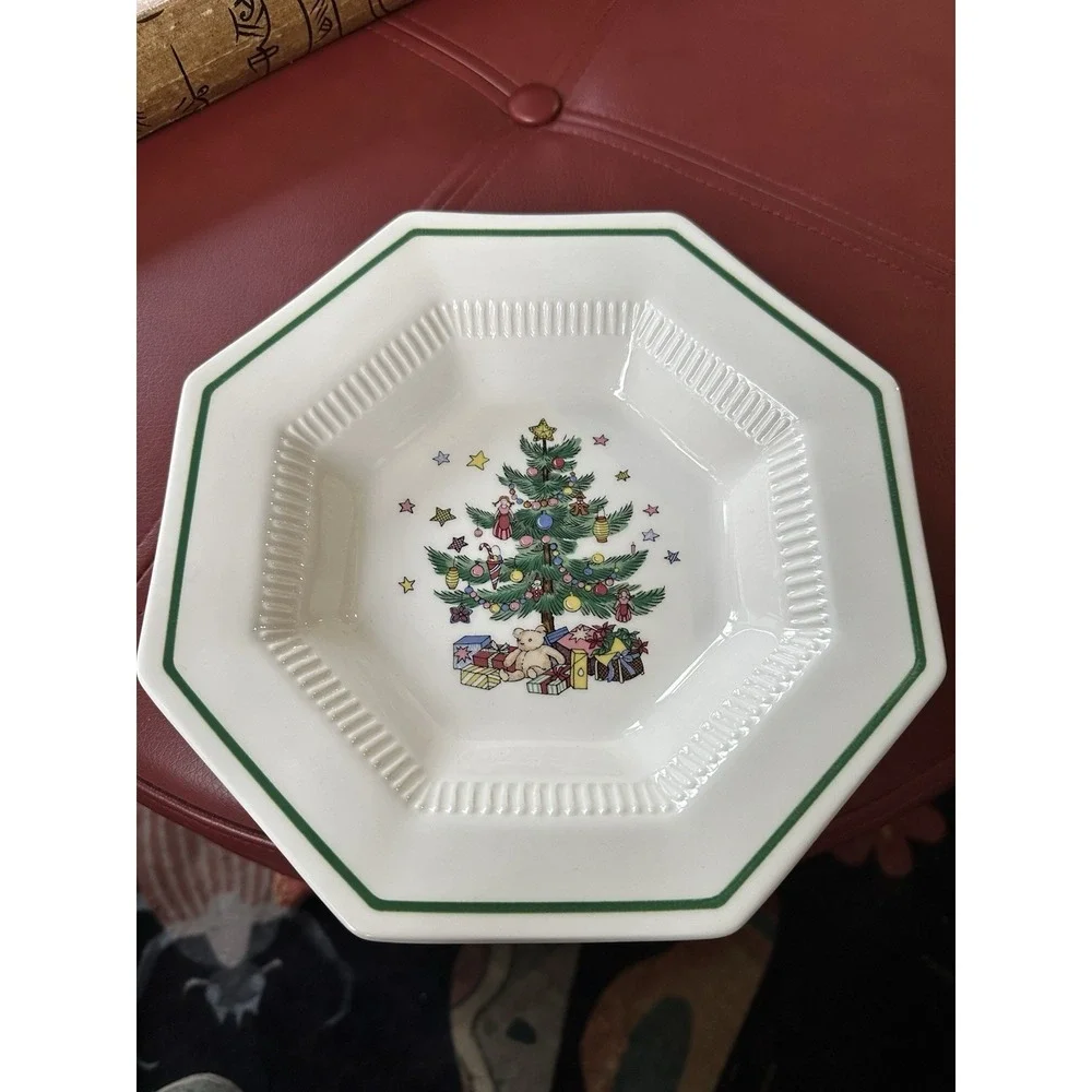 Set Of 6 Nikko Christmastime Rimmed Soup Bowls/Ironstone/8